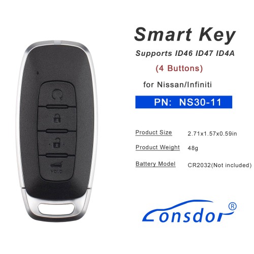 Lonsdor NS30-11 NS30 for Nissan/Infiniti Smart Key 4 Buttons Supports ID46 ID47 ID4A