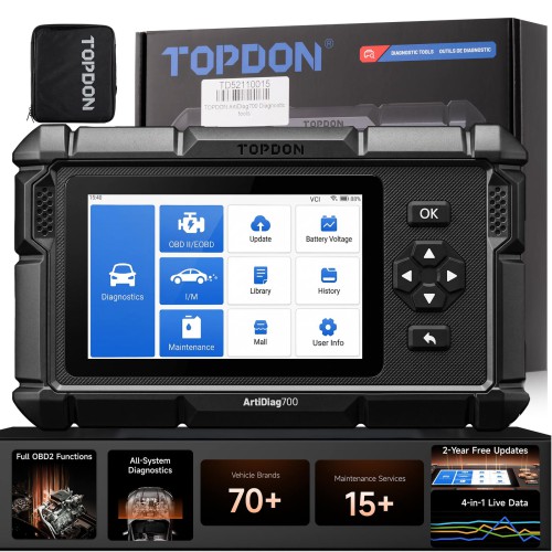 TOPDON ArtiDiag700 Full-system Diagnostic Tool Supports 15 Reset Services/ AutoVIN/ Real-time Data Streaming with 2 Years Free Update