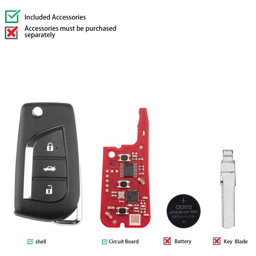 [5Pcs/Lot] XHORSE XNTO20EN for Toyota Style Second Generation Wireless Universal Remote Key 3 Buttons