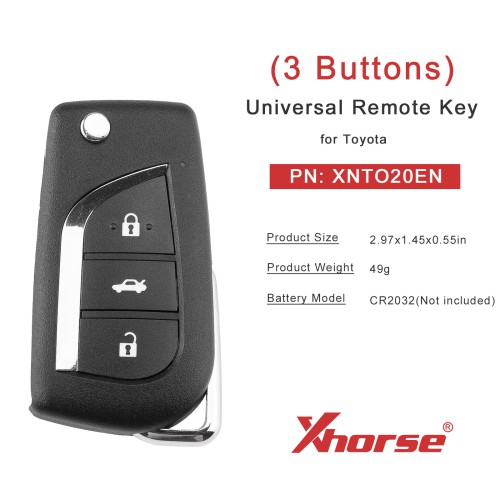 [5Pcs/Lot] XHORSE XNTO20EN for Toyota Style Second Generation Wireless Universal Remote Key 3 Buttons