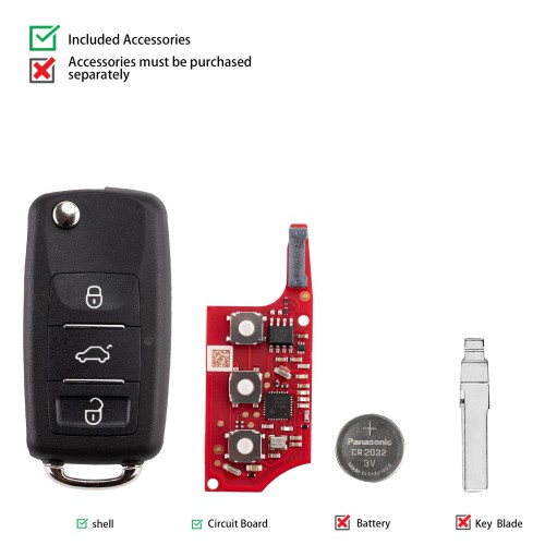 [5Pcs/Lot] XHORSE XEB520EN Second Generation B5 Key with XT57 Super Chip