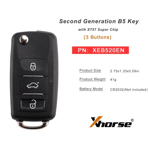 [5Pcs/Lot] XHORSE XEB520EN Second Generation B5 Key with XT57 Super Chip