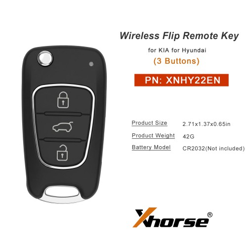 [5Pcs/Lot] XHORSE XNHY22EN Second Generation Wireless Flip Remote Key 3 Buttons for KIA for Hyundai Type