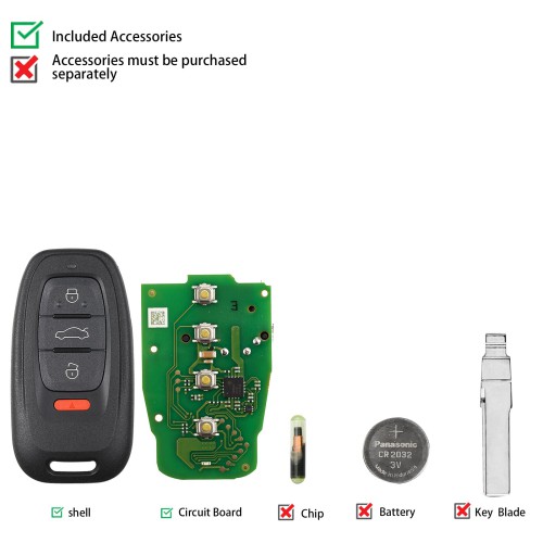 [5Pcs/Lot] XHORSE XSADJ1GL VVDI 754J Smart Key for Audi A6L Q5 A4L A8L 315MHZ/433MHZ/868MHZ