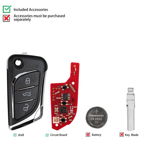 [5Pcs/Lot] XHORSE XKLKS2EN LEI.KSS Style(ENrome-plating) 2nd Generation Universal Wired Remote Key