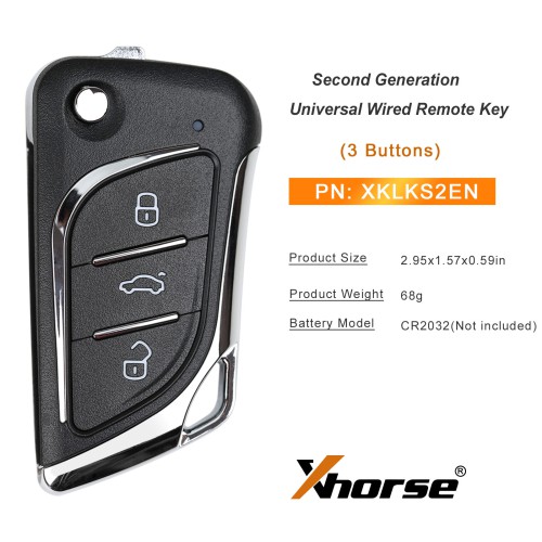 [5Pcs/Lot] XHORSE XKLKS2EN LEI.KSS Style(ENrome-plating) 2nd Generation Universal Wired Remote Key