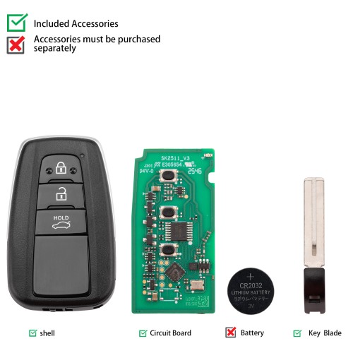 1Pc AUTEL IKEYTY003BL Key for Toyota 4D & 8A 3 Buttons