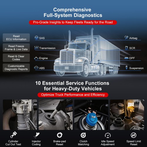 TOPDON Artidiag HD Heavy-Duty Scan Tool Supports 60+ Heavy-duty Brands with 2 Years Free Update