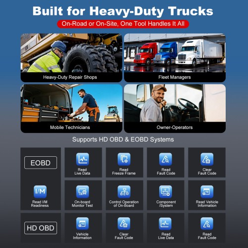 TOPDON Artidiag HD Heavy-Duty Scan Tool Supports 60+ Heavy-duty Brands with 2 Years Free Update