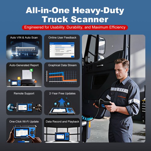 TOPDON Artidiag HD Heavy-Duty Scan Tool Supports 60+ Heavy-duty Brands with 2 Years Free Update