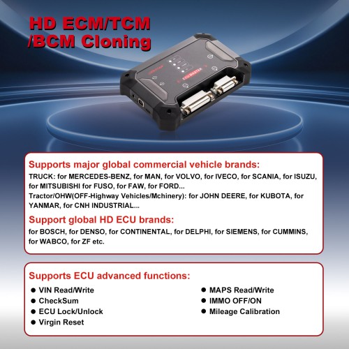 OBDSTAR ECU MASTER C Configuration: Heavy-duty truck ECM + TCM + BODY
