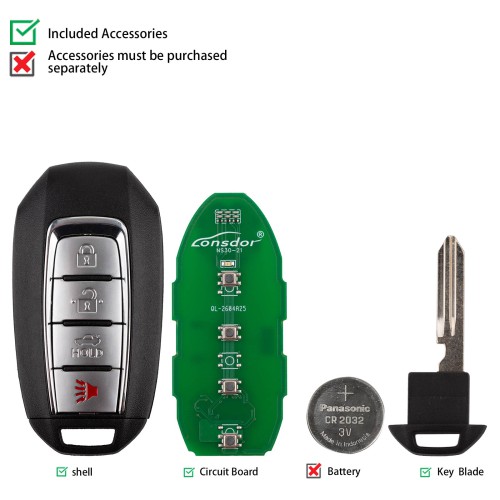 Lonsdor NS30-21 NS30 for Nissan/Infiniti Smart Key 4 Buttons Supports ID46 ID47 ID4A