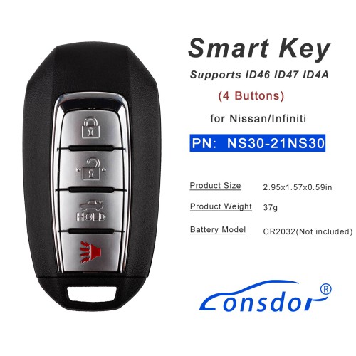Lonsdor NS30-21 NS30 for Nissan/Infiniti Smart Key 4 Buttons Supports ID46 ID47 ID4A