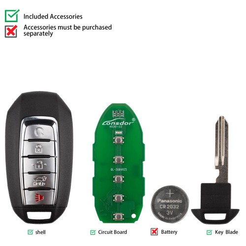 Lonsdor NS30-22 NS30 for Nissan/Infiniti Smart Key 5 Buttons Supports ID46 ID47 ID4A