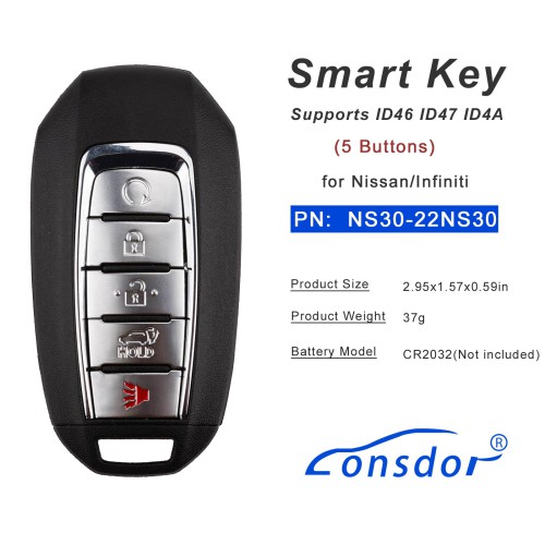 Lonsdor NS30-22 NS30 for Nissan/Infiniti Smart Key 5 Buttons Supports ID46 ID47 ID4A