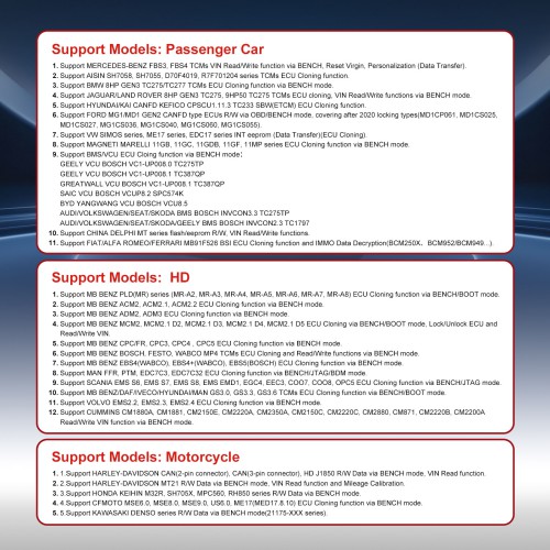 OBDSTAR ECU Master A + B + C+ D Configuration Supports Passenger Car TCM/ ECM/ BODY Motorcycle ECM and Heavy-duty truck ECM/ TCM/ BODY