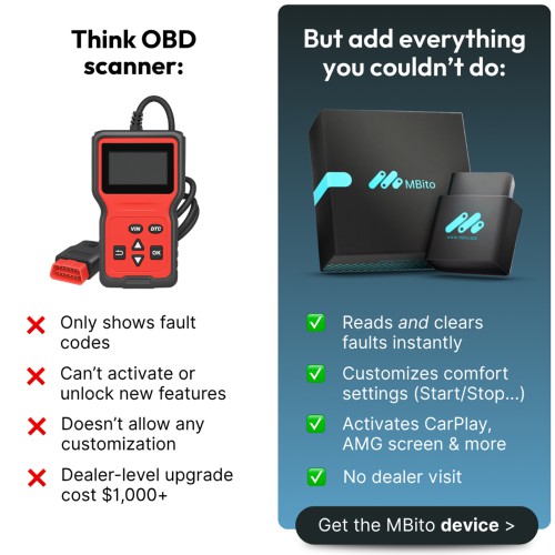 MBito OBD Device + 20 Credits Work with Phone APP Supports Diagnostics, Maintenance, Coding, Enable Hidden Features for Mercedes