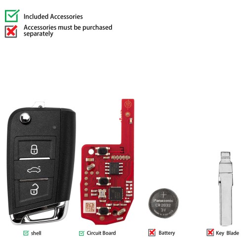 [5Pcs/Lot] XHORSE XKDM05EN MQB Second Generation for VW Universal Remote Key 3 Buttons