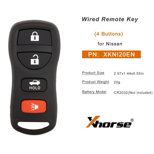 [5Pcs/Lot] XHORSE XKNI20EN Nissan (Split 4 Buttons) Second Generation Remote Keys