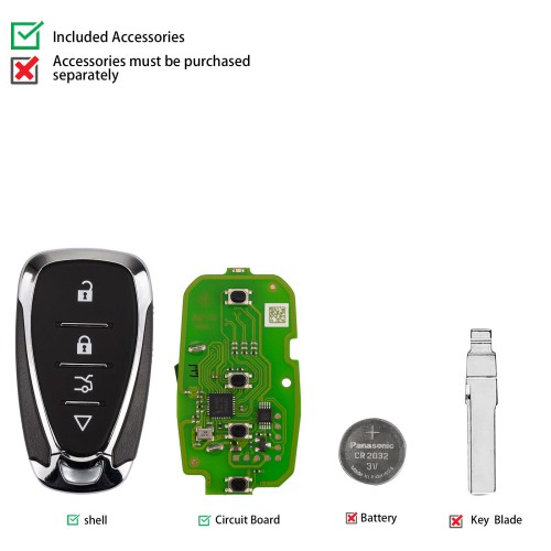 [5Pcs/Lot] XHORSE XSCLN1EN for Chevrolet Style Second Generation Universal Remote Key 4 Buttons