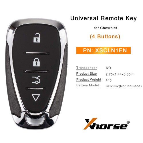 [5Pcs/Lot] XHORSE XSCLN1EN for Chevrolet Style Second Generation Universal Remote Key 4 Buttons