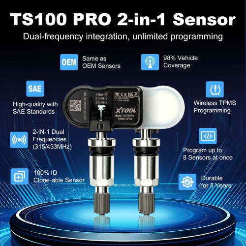 4Pcs XTOOL TS100 PRO Sensor 2-in-1 (315 + 433MHz) Programmable Universal Sensor Only Work with XTOOL TP150, XTOOL IP819TP