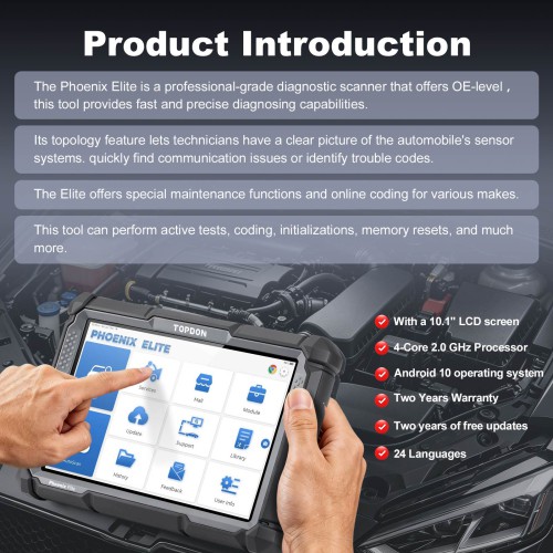 TOPDON Phoenix Elite Diagnostic Tool Supports Cloud-Based Programming CANFD with 2 Years Free Update