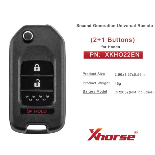 [5Pcs/Lot] XHORSE XKHO22EN Second Generation Remote Key for Honda Folding 2+1 buttons