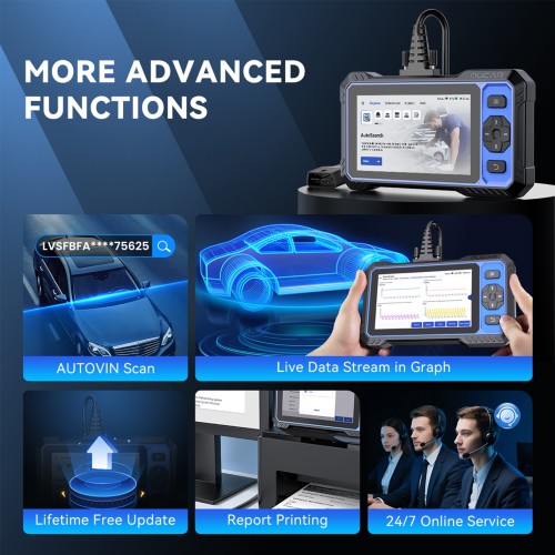 MUCAR 632 Diagnostic Scanner Supports 15+ Maintenance Functions, Full OBD2 Functions, Lifetime Free Update