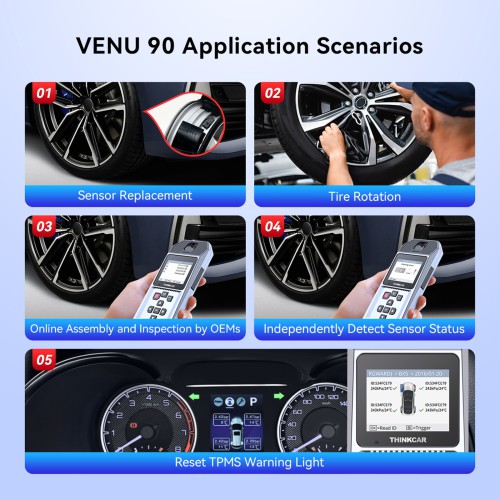 THINKCAR VENU 90 TPMS Activation & Diagnostic Tool Support All 315MHz/433MHz THINKCAR Tire Pressure Sensors Activation/ Programming, TPMS Diagnostics