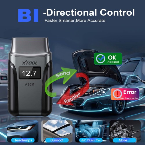 XTOOL A30M OBD2 Car Code Reader, Diagnostic Tool , Supports 26 Special Functions, Full System Diagnostic, Bi-directional Control