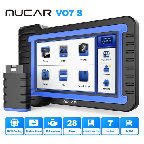 MUCAR VO7 S Automotive OBD2 Scanner Supports CAN-FD Protocol 28+ Reset Functions OE-Level All-Systems Diagnostics Free Update