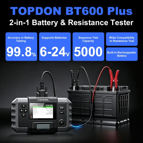 TOPDON BT600 Plus 2-in-1 Battery & Resistance Tester