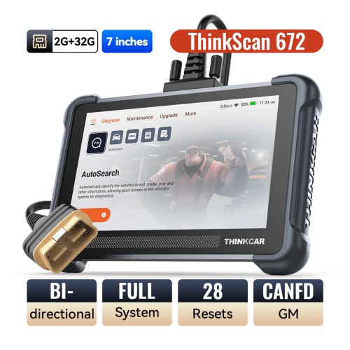 THINKSCAN 672 Diagnostic Scanner Supports Multi Languages CAN-FD Protocol 28+ Reset Functions IMMO Key Matching