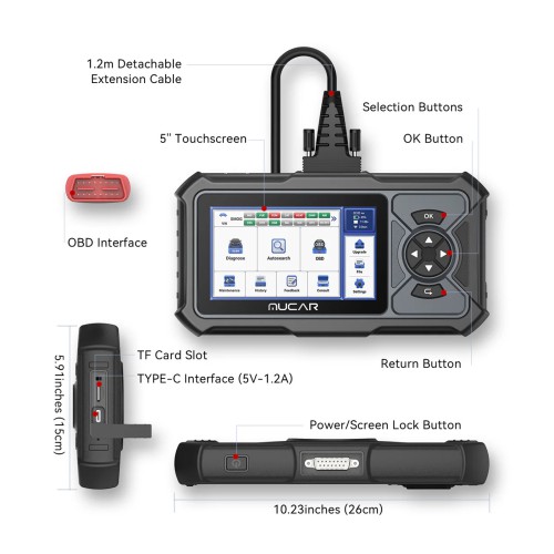 MUCAR CDE900 LITE Full System Diagnostic Scanner Supports Full OBD2 Function 21 + Languages Choose Any 5 Functions from 28 Reset Services