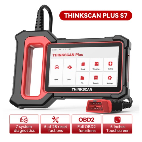THINKCAR THINKSCAN PLUS S7 Diagnostic Scanner Supports 7 Systems Diagnoses Full OBD2 Functions Choose Any 5 Functions from 28 Reset Free Update