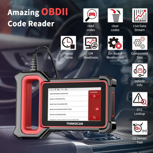 THINKCAR THINKSCAN PLUS S7 Diagnostic Scanner Supports 7 Systems Diagnoses Full OBD2 Functions Choose Any 5 Functions from 28 Reset Free Update