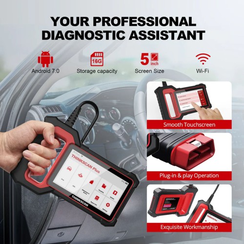THINKCAR THINKSCAN PLUS S7 Diagnostic Scanner Supports 7 Systems Diagnoses Full OBD2 Functions Choose Any 5 Functions from 28 Reset Free Update