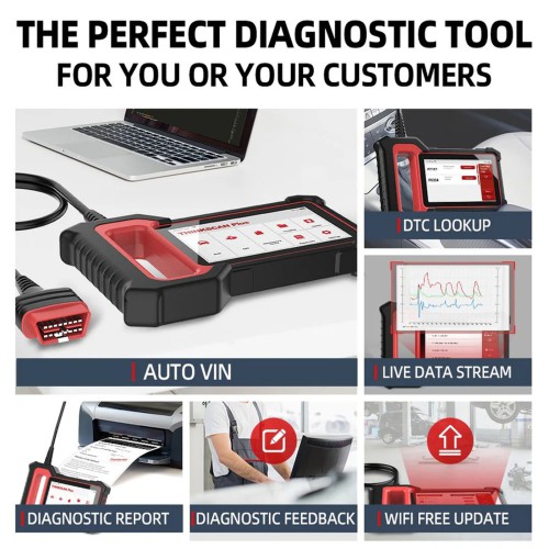 THINKCAR THINKSCAN PLUS S7 Diagnostic Scanner Supports 7 Systems Diagnoses Full OBD2 Functions Choose Any 5 Functions from 28 Reset Free Update
