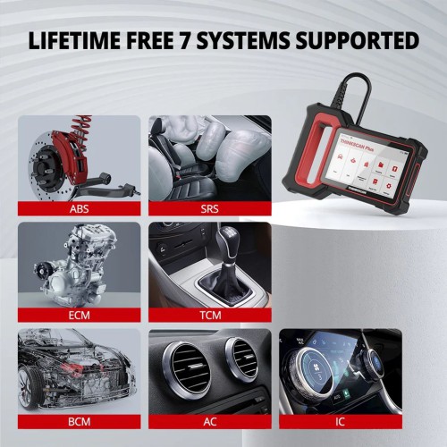 THINKCAR THINKSCAN PLUS S7 Diagnostic Scanner Supports 7 Systems Diagnoses Full OBD2 Functions Choose Any 5 Functions from 28 Reset Free Update