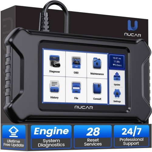 MUCAR CS90 Diagnostic Scanner Supports Engine System Diagnoses, 28 Reset Service Functions, ECM Diagnosis, Full OBDII Diagnostics