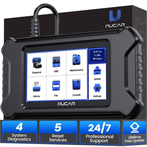 MUCAR CS4 Diagnostic Scanner Supports 4 System Diagnoses, 5 Reset Services, Full OBD2 Functions. 19 Languages