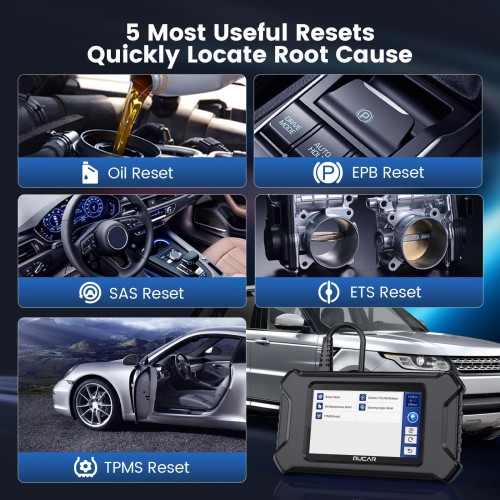 MUCAR CS4 Diagnostic Scanner Supports 4 System Diagnoses, 5 Reset Services, Full OBD2 Functions. 19 Languages