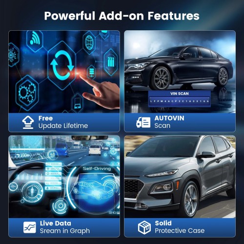 MUCAR CS4 Diagnostic Scanner Supports 4 System Diagnoses, 5 Reset Services, Full OBD2 Functions. 19 Languages