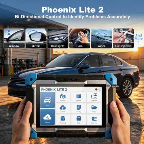 TOPDON Phoenix Lite 2 Diagnostic Tool Supports 35 Maintenance Services Cover 200+ Vehicle Makes with 2 Years Free Update