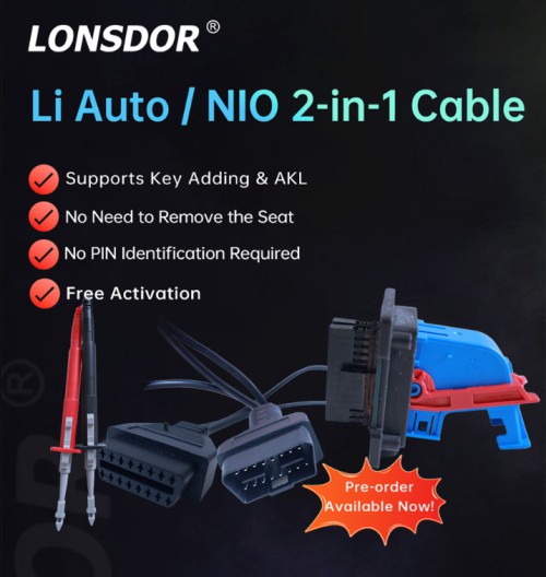 LONSDOR Li Auto / NlO 2-in-1 Cable Used with K518 PRO