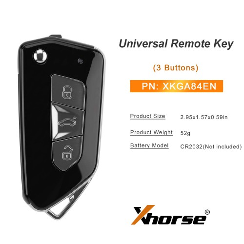 [5Pcs/Lot] XHORSE XKGA84EN Second Generation Universal Remote Key 3 Buttons