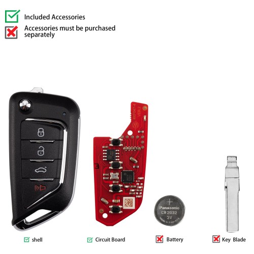 [5Pcs/Lot] XHORSE XKCD06EN KAI.DLK Folding (4 buttons) Second Generation Remote Key