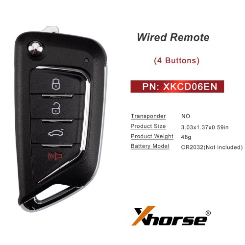 [5Pcs/Lot] XHORSE XKCD06EN KAI.DLK Folding (4 buttons) Second Generation Remote Key