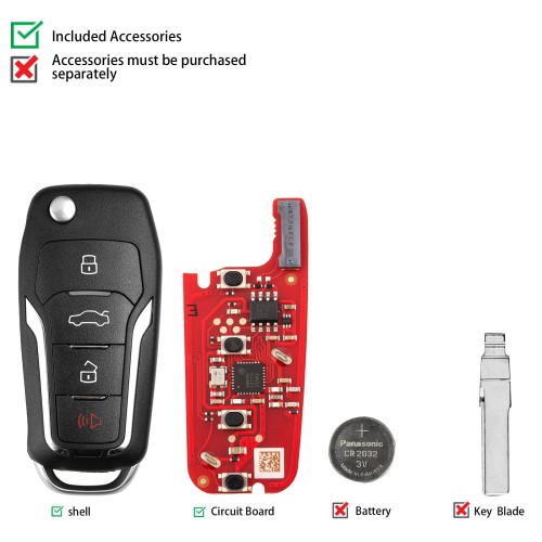 [5Pcs/Lot] XHORSE XEFO21EN FOR.D Style Second Generation Super Remote Flip 4 Buttons